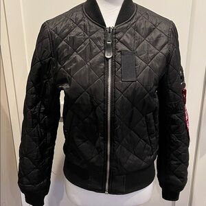 Alpha Industries Black Quilted Bomber Flight Jacket